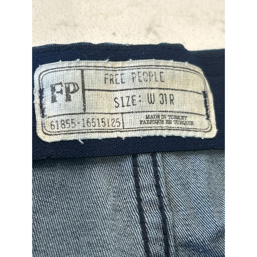 Free People Penny Pull On Stretch Flare Jeans Blue Denim High Rise 31R OB408139
